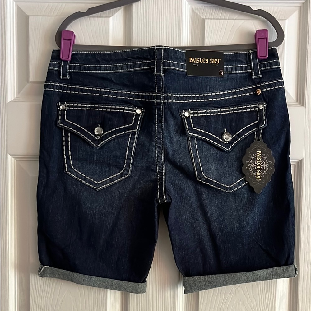 Paisley Sky Women's Dark Blue Denim Shorts
